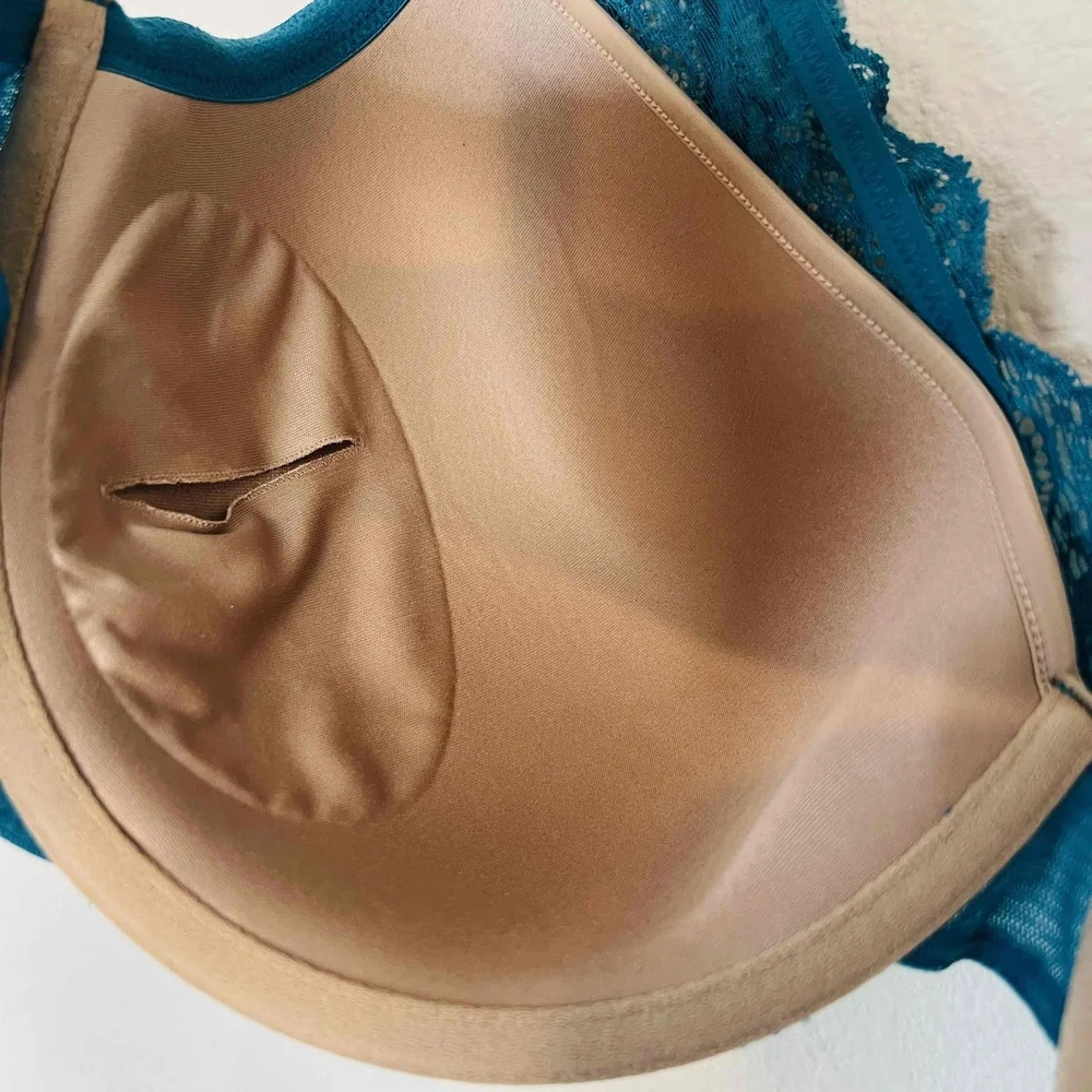 ThirdLove Size 38F Bra Teal Contour Plunge Underwire Padded Lace‎ NWOT
